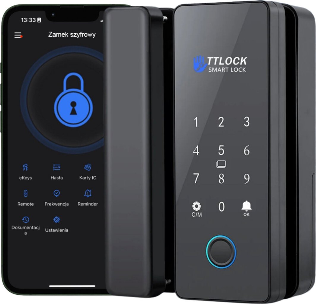 Spreest ZAMEK SZYFROWY DO DRZWI SZKLANYCH NA KOD ODCISK PALCA SZYFRATOR WIFI RFID 1