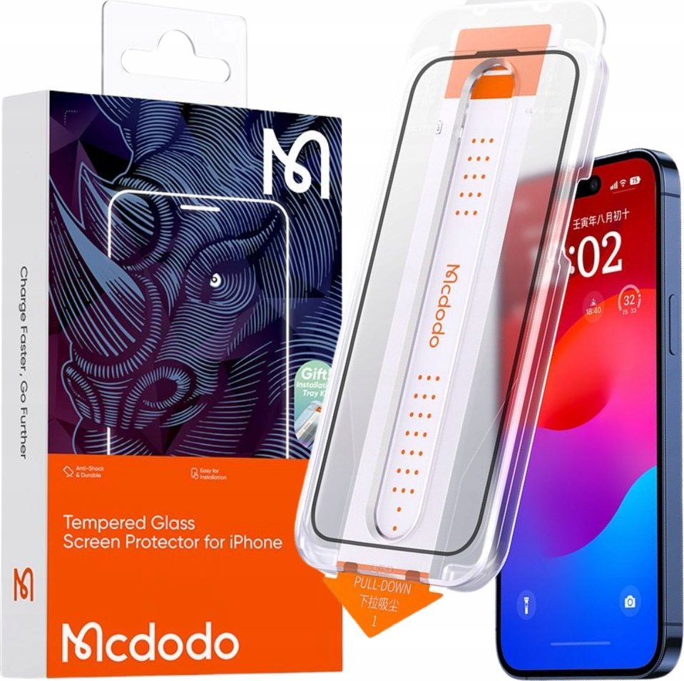 Mcdodo MCDODO EZ PASTE SZKŁO HARTOWANE MOCNA SZYBKA DO ETUI DO IPHONE 15 1