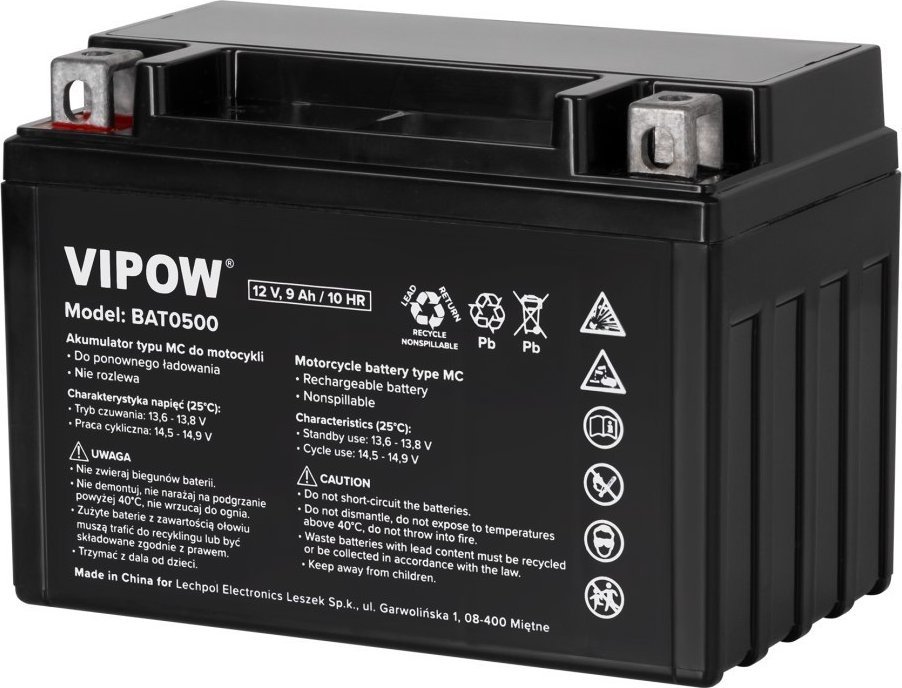 Vipow ML Akumulator VIPOW typ MC do motocykli 12V 9Ah 1