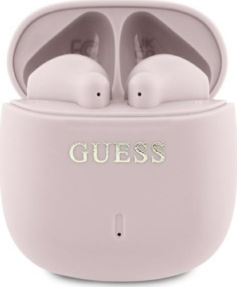 Słuchawki Guess Guess Bluetooth headphones GUTWSJ14ESGP TWS + docking station pink/pink Printed Classic Logo 1