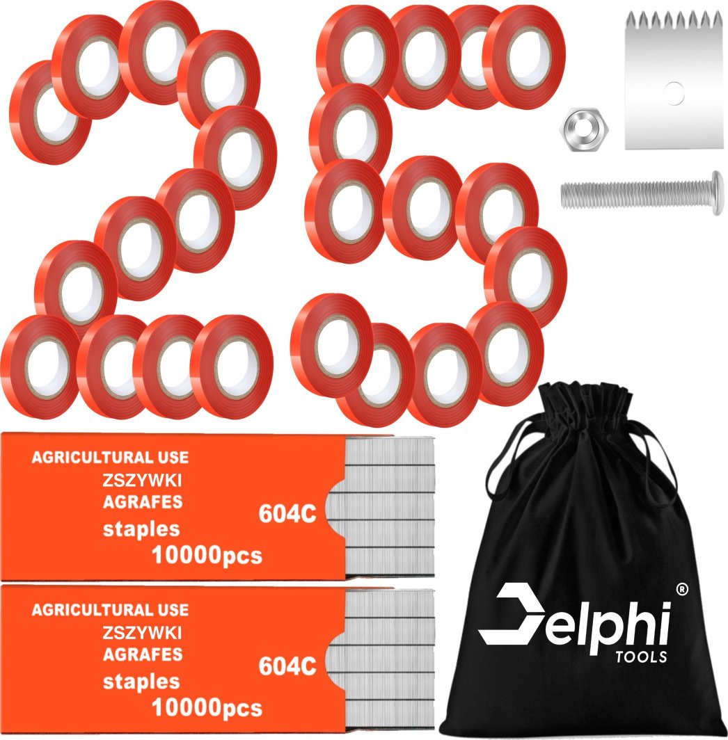 Delphi Tools TAPENER ZSZYWACZ OGRODNICZY PREMIUM DO WIĄZANIA ROŚLIN 25x TAŚMA ZSZYWKI 1