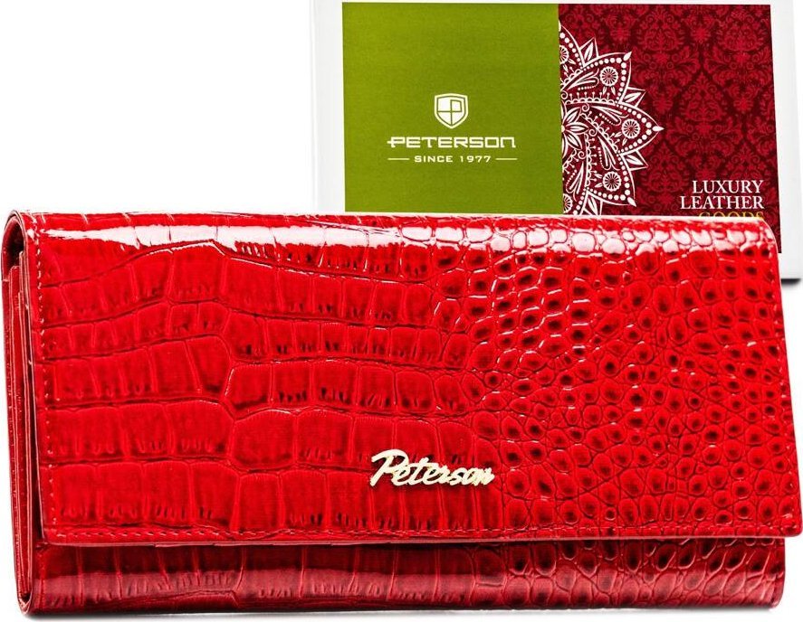Peterson Portfel skórzany lakierowany z drapieżnym motywem krokodylej skóry - Peterson NoSize 1