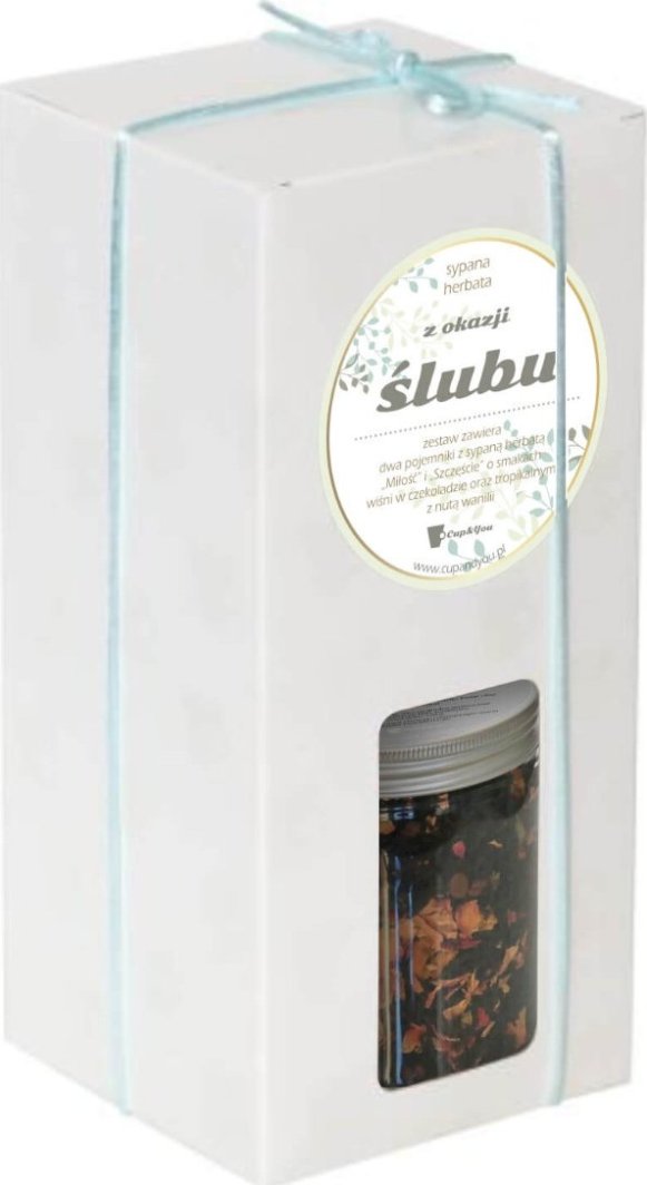 Cup&You Zestaw herbat Miłość i Szczęście to kompozycja dwóch pojemników z mieszankami na bazie czarnej herbaty, świetny upominek dla nowożeńców 1