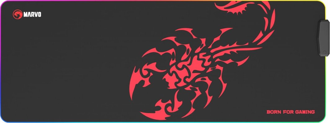 Podkładka Marvo RGB Podkładka pod mysz, SCORP XL, czarna, 800 x 300 mm, 4 mm, Marvo, Hub USB 1