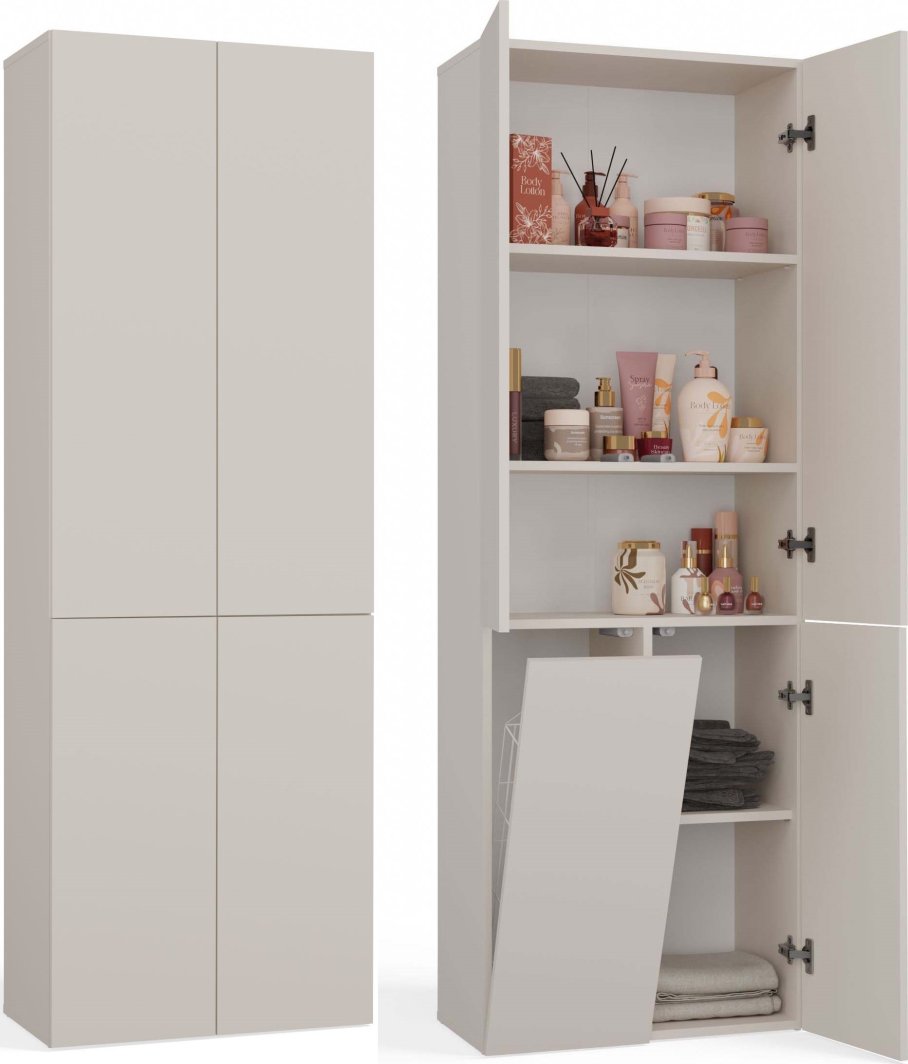 Topeshop SZAFKA ŁAZIENKOWA SŁUPEK NEL DD 1K KOSZ KASZMIR BEŻ 1