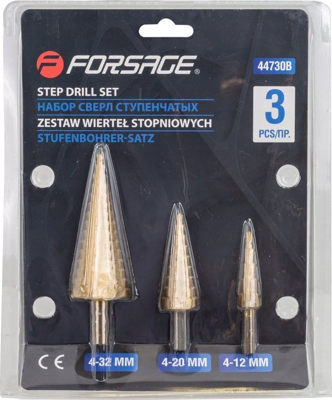 Detail produktu Sada stupňovitých vrtákov Forsage 3 diely FS-51929