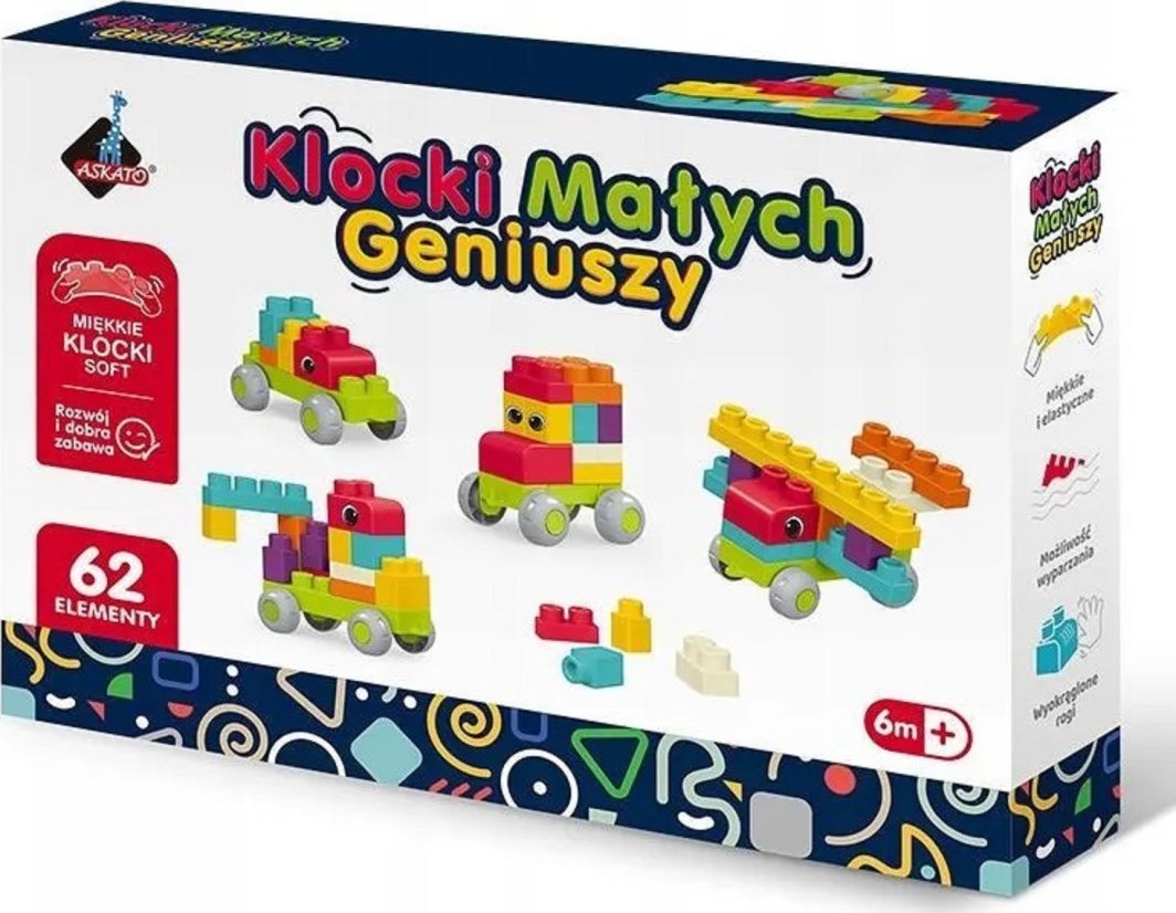 Askato Klocki Małych Geniuszy Soft miękkie 62 elementy 1
