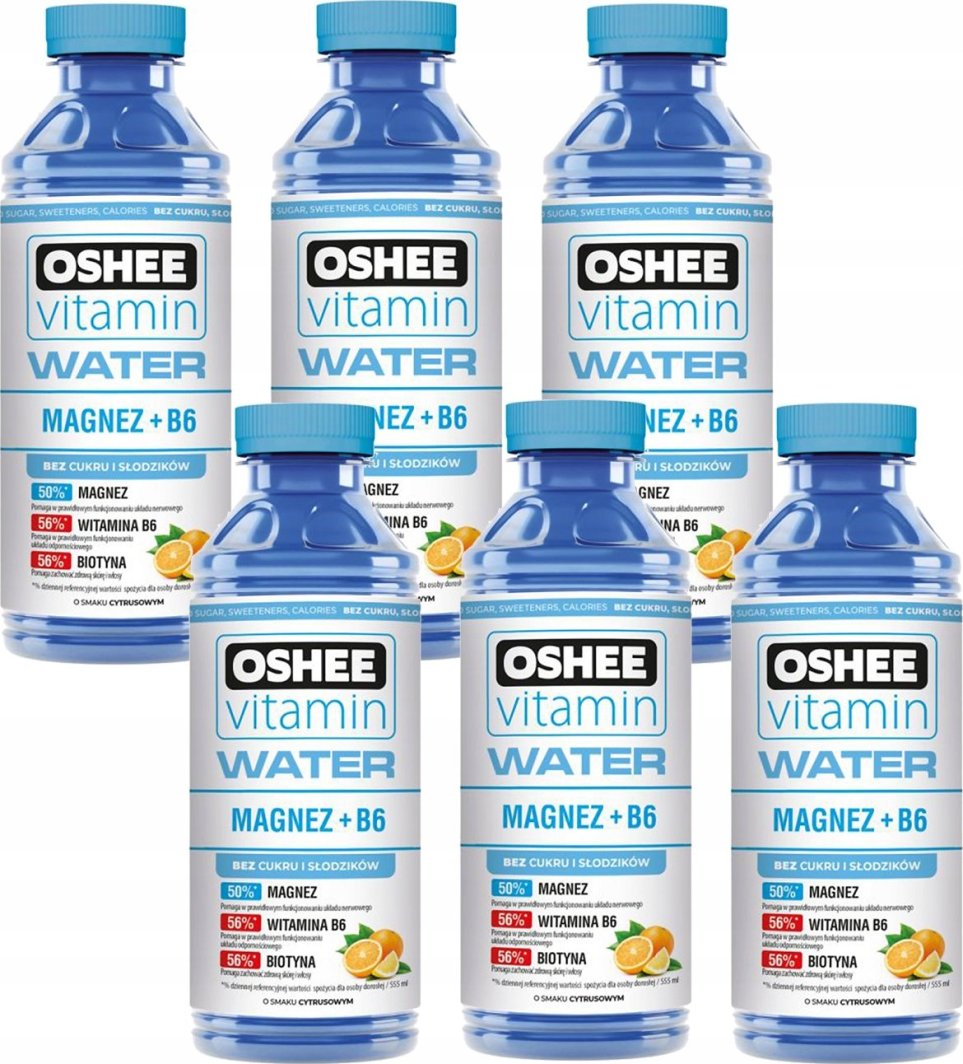 Oshee 6x OSHEE ZERO Vitamin Water magnez + B6 555 ml 1