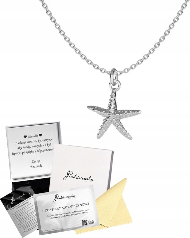 Radziszewska Jewellery Naszyjnik Srebrny ROZGWIAZDA Łańcuszek Srebro 925 Prezent DEDYKACJA GRATIS