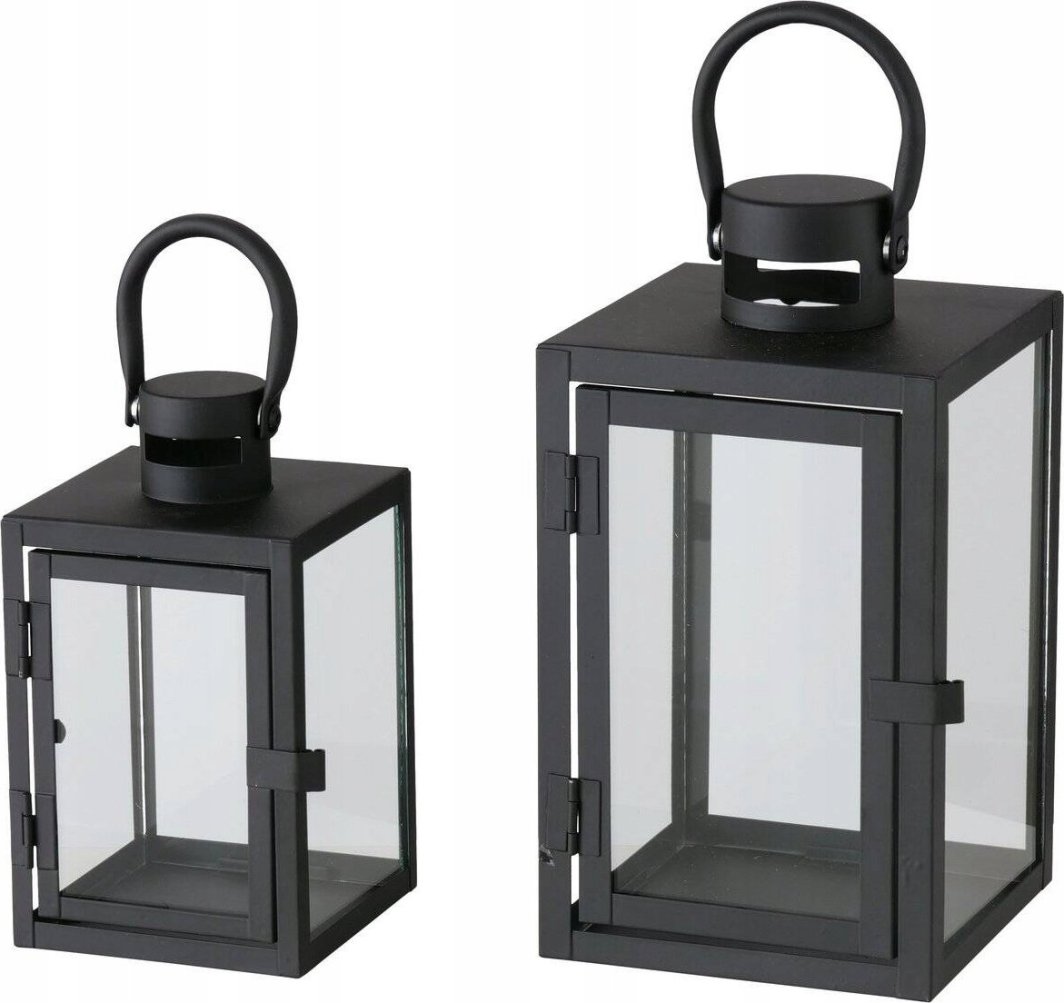 Boltze Metalowy lampion ze szklaną szybą, dwa rozmiary, ARANA 1