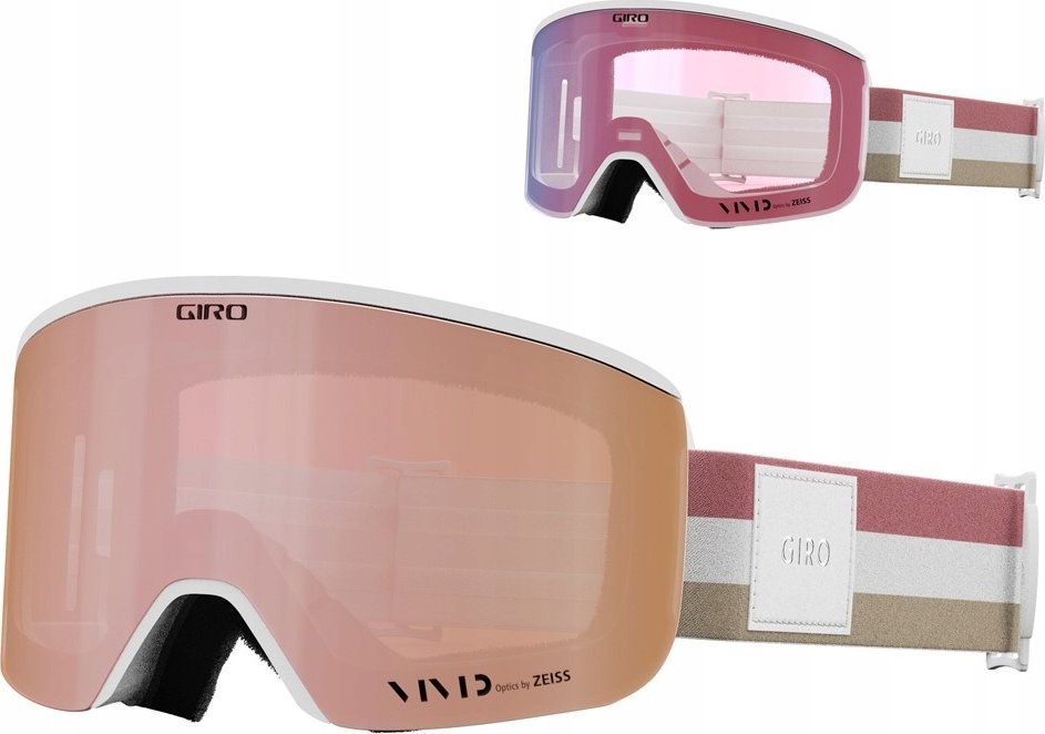 Gogle zimowe GIRO ELLA WHITE LX STRIPE (szyba VIVID ROSE GOLD 00% S3 + VIVID INFRARED 62% S1) (NEW 2024/2025)