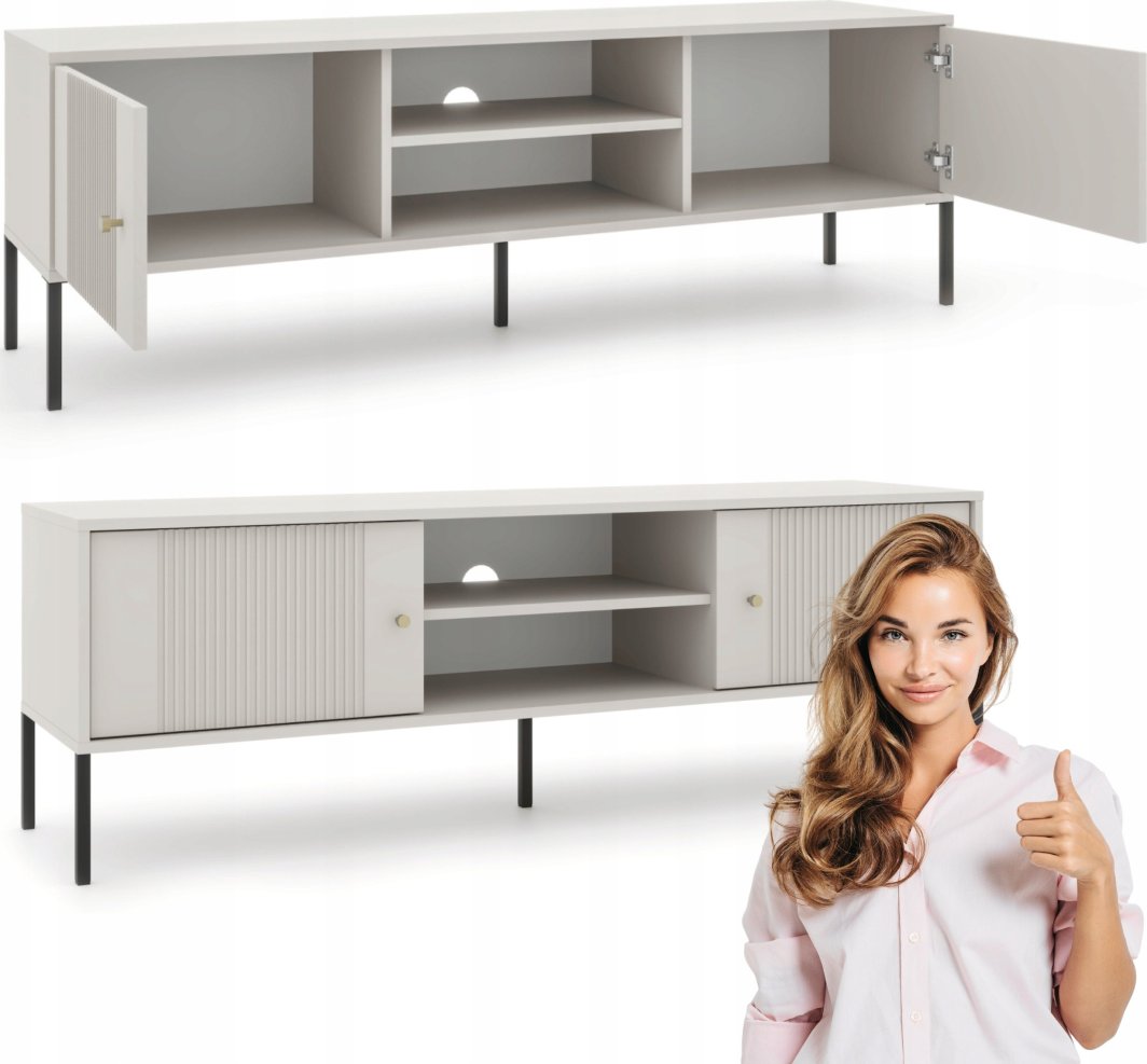 Szafka RTV 154 Stojąca Kaszmir SOFT Ryflowana Nowoczesna Do Salonu 1