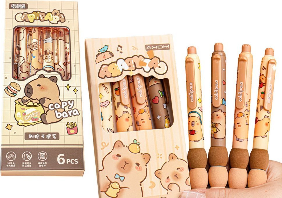 Zestaw Długopisów Z Kapibarą 6 Sztuk Niebieski Tusz 1