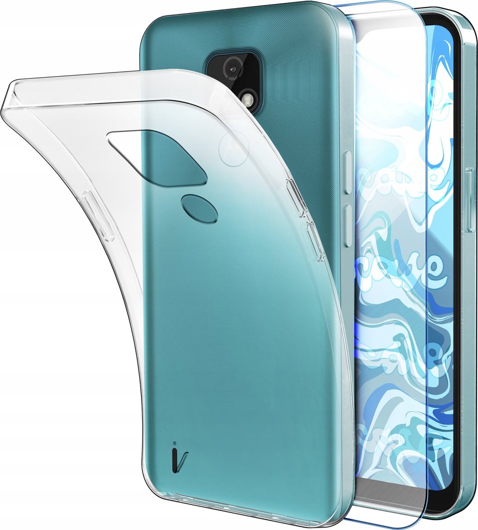 Etui Do Motorola Moto E7 (Przezroczyste, Silikonowe, Ochronne)   Szkło 9H 1