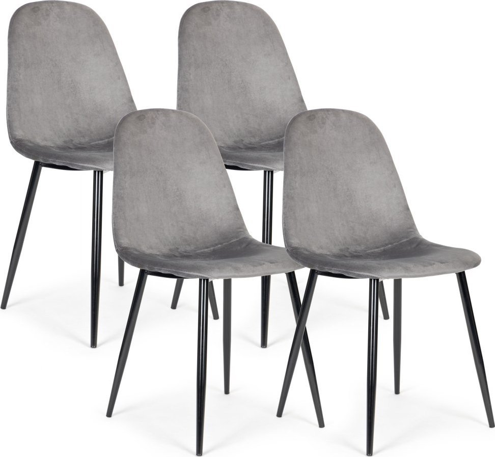 Komplet 4 krzeseł welurowych krzesło do jadalni i salonu - szare 1