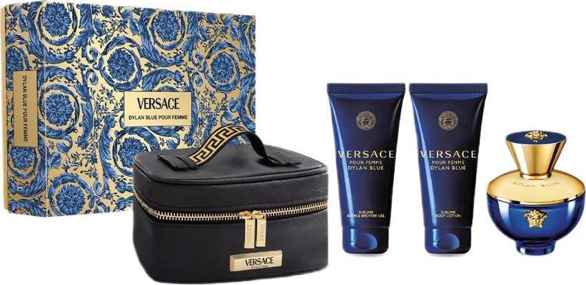 Versace Dylan Blue Pour Femme edp 100ml + żel pod prysznic 100ml + balsam do ciała 100ml + kosmetyczka 1