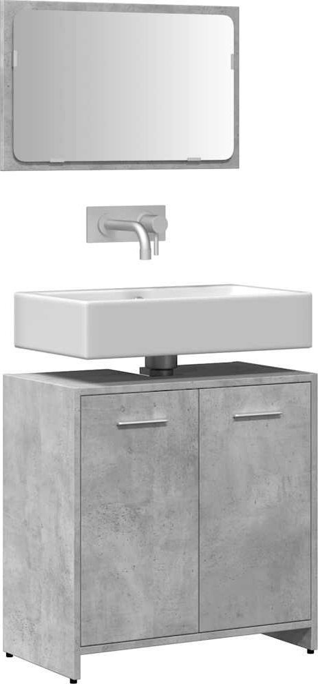 vidaXL Szafka łazienkowa z lustrem, szarość betonu 1