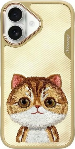 Nimmy case iPhone 16 6.1" khaki Big Eyed Pet 2.0 Cat 1