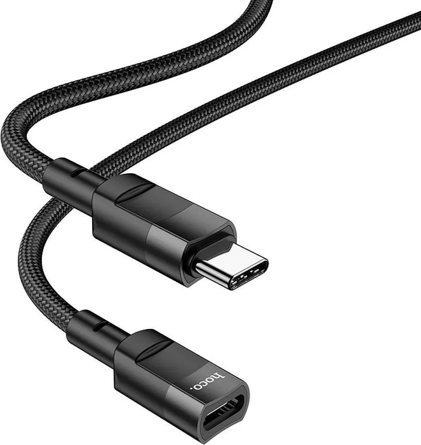 HOCO Adapter OTG Typ C (Męski) Do Typ C (Żeński) 3A U107 1,2 M Czarna 1