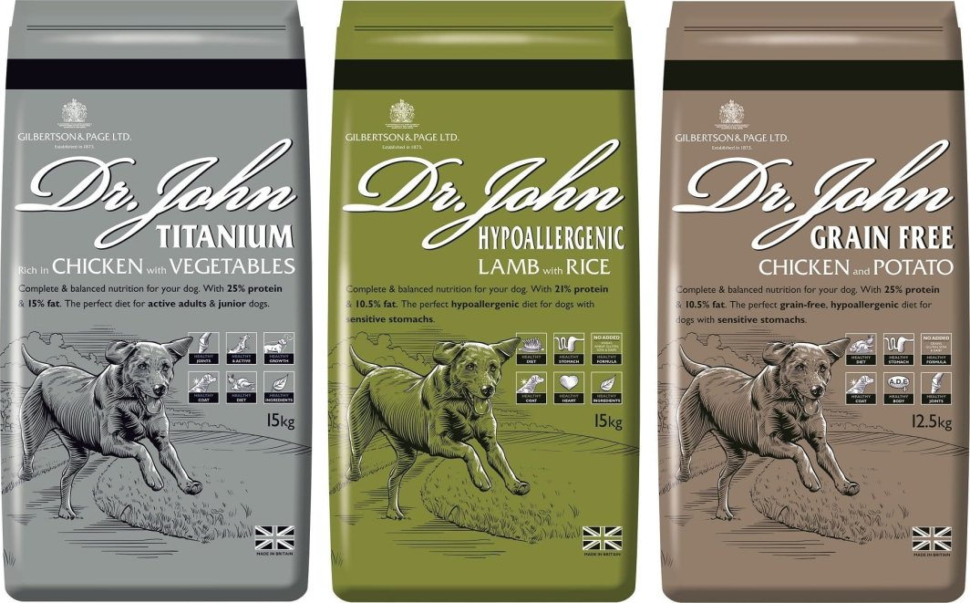 Wypróbuj zestaw karm Dr John Grain Free 2 kg, Lamb 4 kg i Titanium 4 kg 1