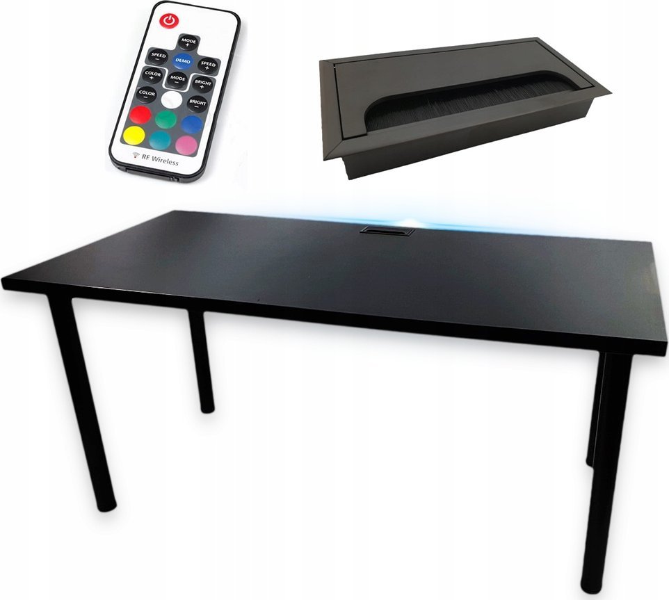 BIURKO GAMINGOWE CZARNE KOMPUTEROWE LED PRODUCENT 1