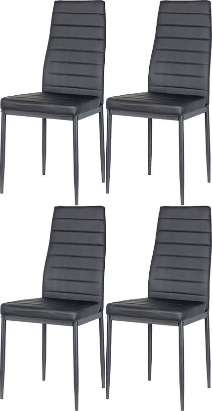 Zestaw 4 Krzeseł Zyta Czarne Krzesła z Ekoskóry na Metalowych Nogach | Eleganckie i Nowoczesne 1