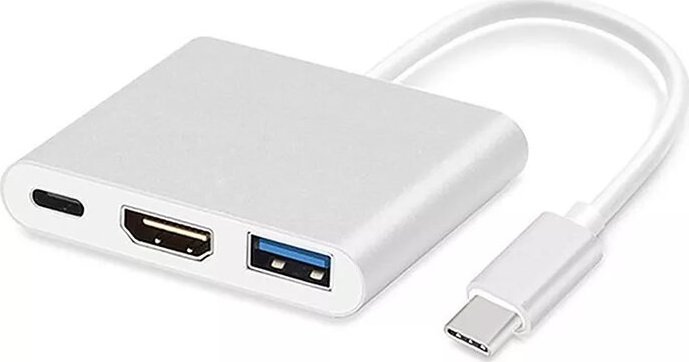 HD1 3in1 USB-C to HDMI 4K/ USB 3.0/ USB-C Female Adapter Silver 1