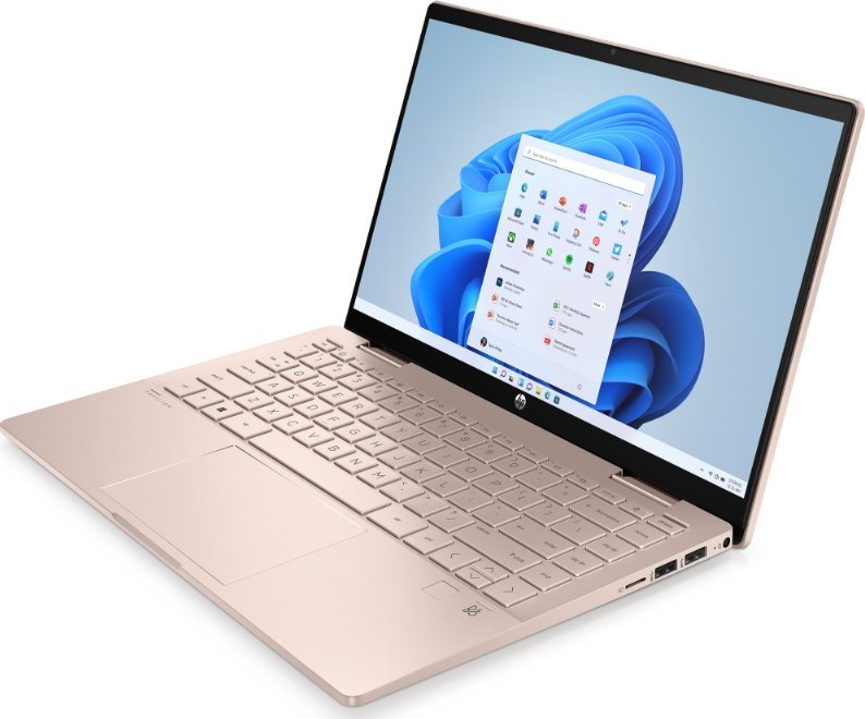 HP Pavilion x360 2-in-1 Laptop 14-ek2000ny - i5-120U, 16GB, 512GB SSD, 14" FHD 300-nit Touch, 5MP cam, FPR, US backlit keyboard, 43Wh, Pale Rose Gold, Win 11 Home, 1 years 1