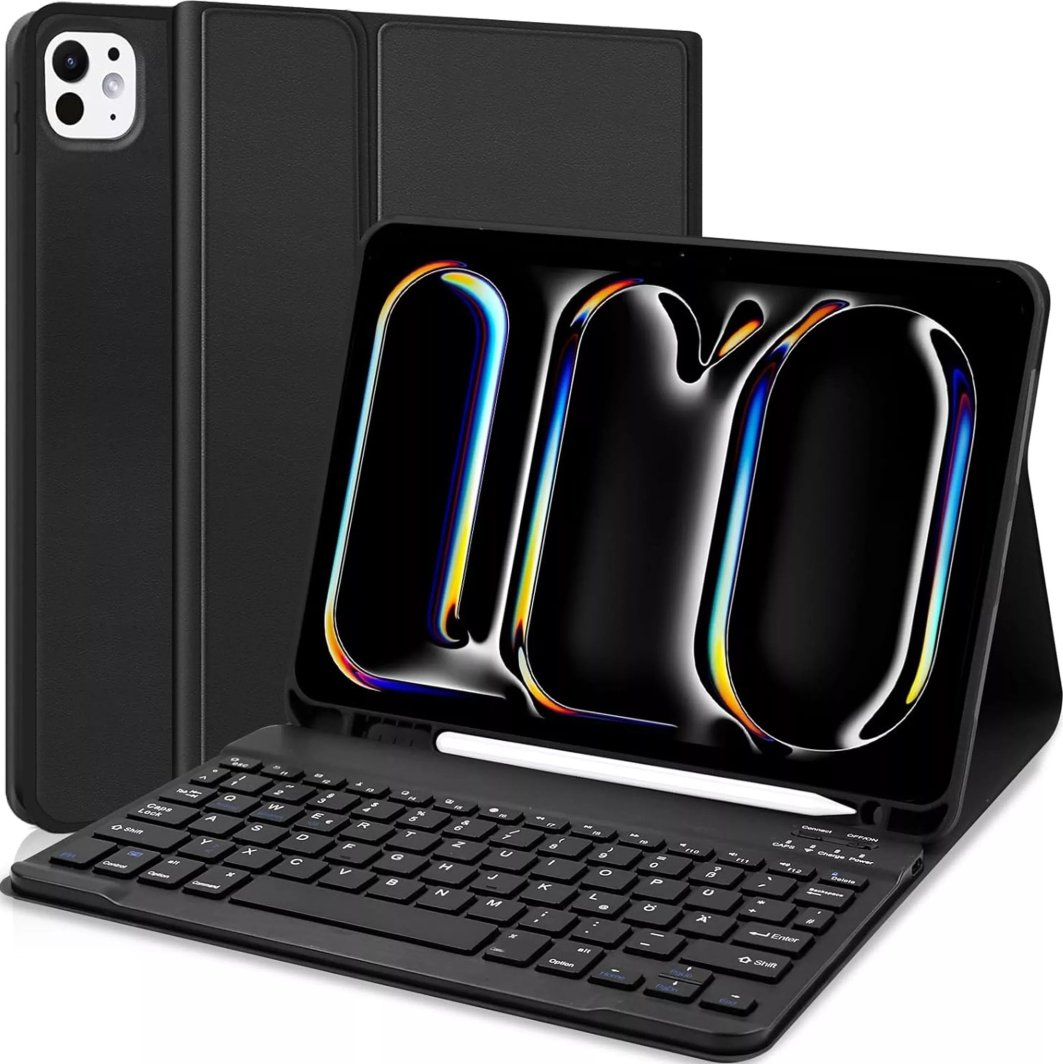Etui ochronne z klawiaturą do Apple iPad Pro 11" M4 2024 Alogy Keyboard case z miejscem na rysik klawiatura Bluetooth czarne 1