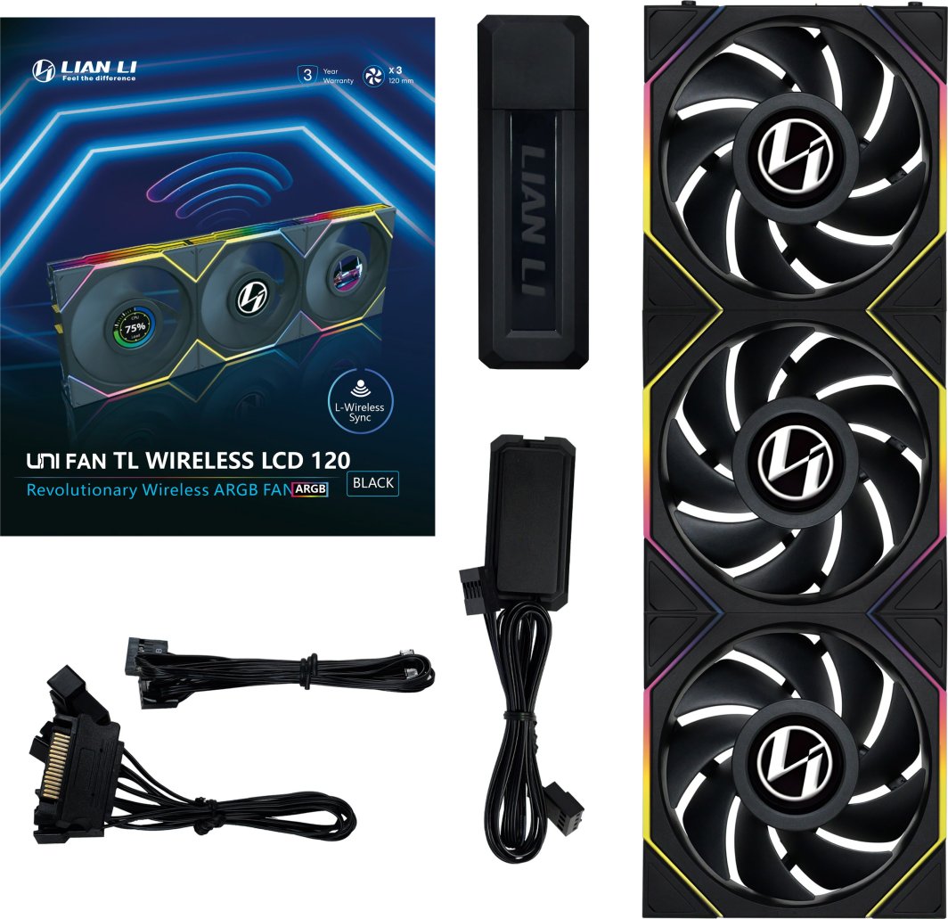 PC用ファン・クーラー LIANLI UNI FAN TL Wireless LCD 120 3Pack Lian Li UNI FAN TL Wireless LCD 120 Reverse Blade White