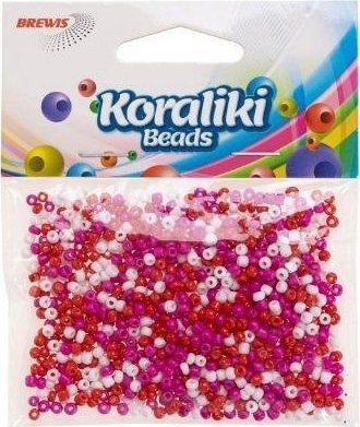Koraliki akrylowe do nawlekania białe czerwone 35m 1