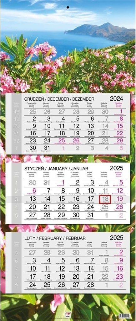 Kalendarz 2025 trójdzielny gł. płaska Grecja Kos 1