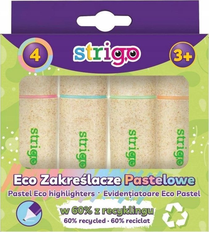 Zakreślacz Eco Hi-text pastel 4szt mix STRIGO 1