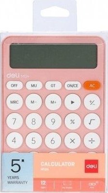 Kalkulator biurowy M124 różowy DELI 1