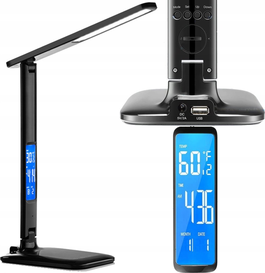 Markowa Lampka LED Biurkowa Ładowarka Lampa na Biurko Zegar Kalendarz [DL-20] 1