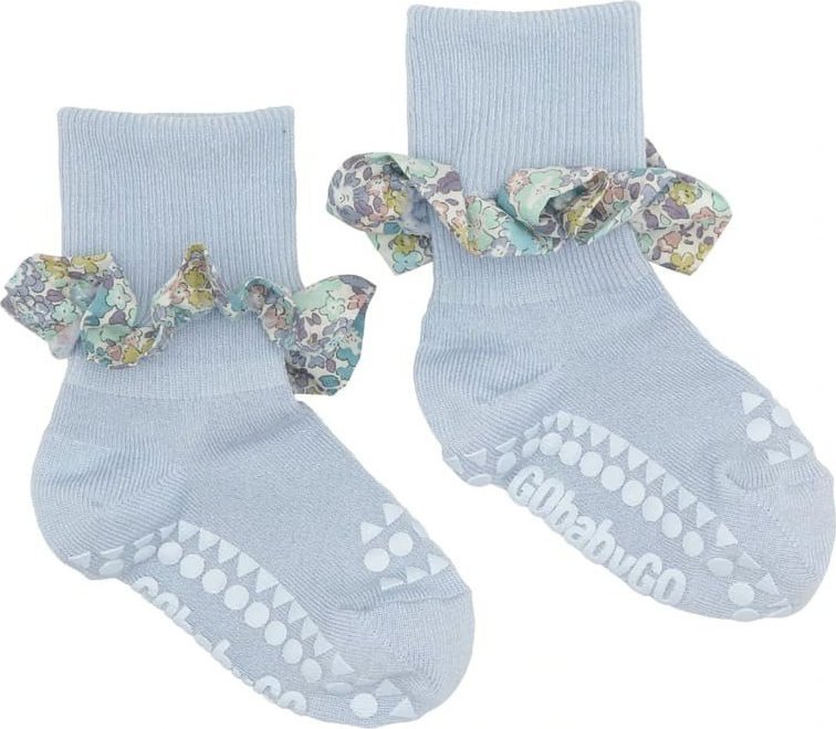 GoBabyGo antypoślizgowe skarpetki do nauki chodzenia LIBERTY BAMBOO Sky Blue Michelle Purple 12 m+ 1