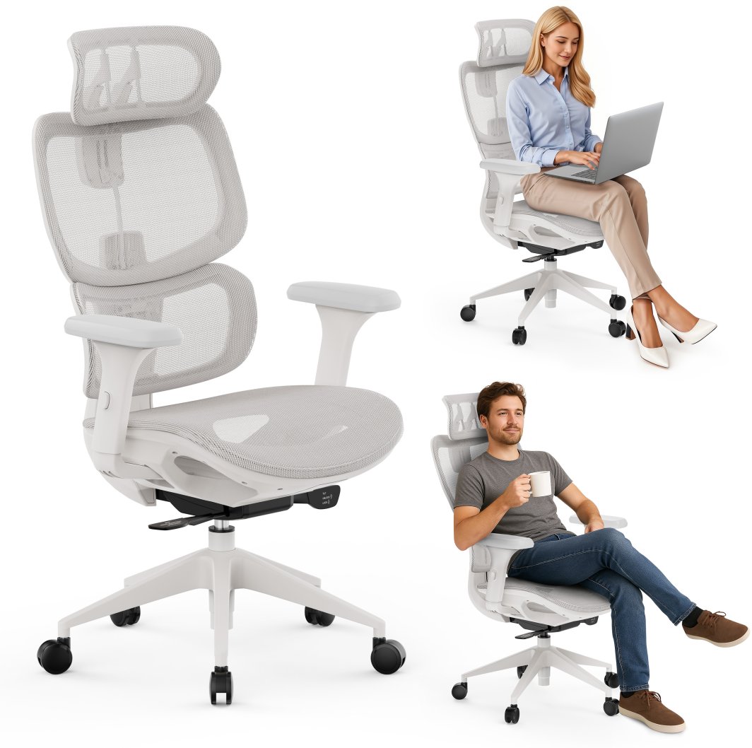 SENSE7 Fotel biurowy SENSE7 NOBU light gray - Krzesło