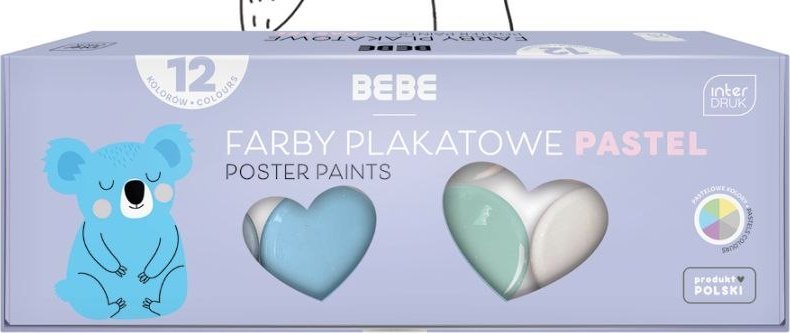 Farby plakatowe INTERDRUK BB PASTEL 12 kolorów 20ml 1