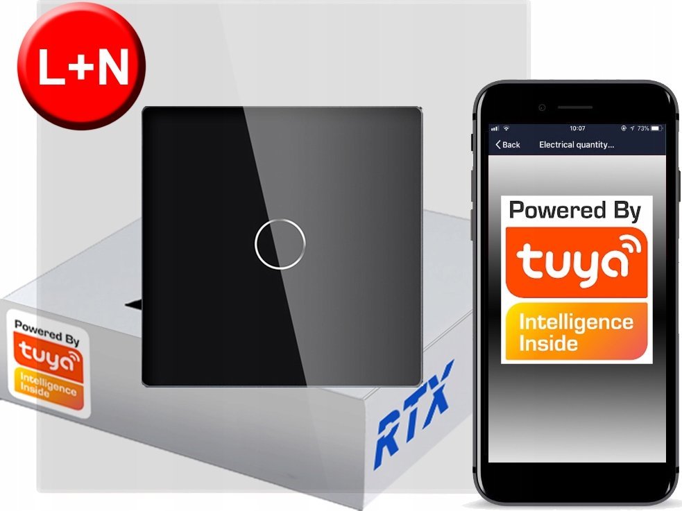 Włącznik Dotykowy 1 obw.cz ZigBee TUYA RTX SH# L+N