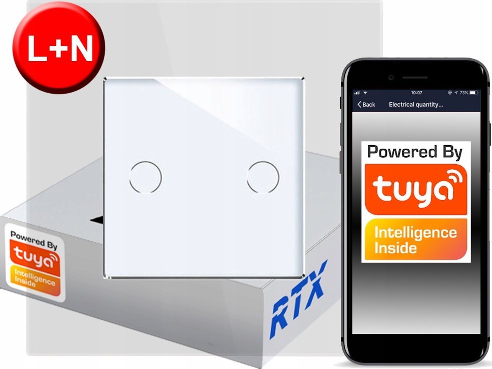 Włącznik Dotykowy 2 obw. ZigBee TUYA RTX SH# L+N