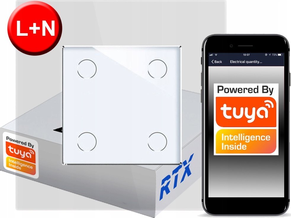 Włącznik Dotykowy 4 obw.bi ZigBee TUYA RTX SH# L+N