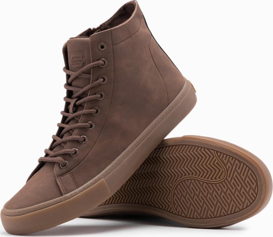 Buty trampki męskie za kostkę z gumową podeszwą  brązowe V4 OM-FOTH-0187 42 1