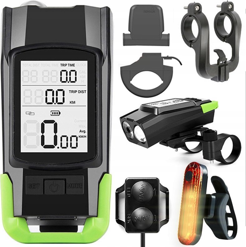 LICZNIK ROWEROWY Z LAMPKĄ + LAMPKA TYLNA BK-1718B 1