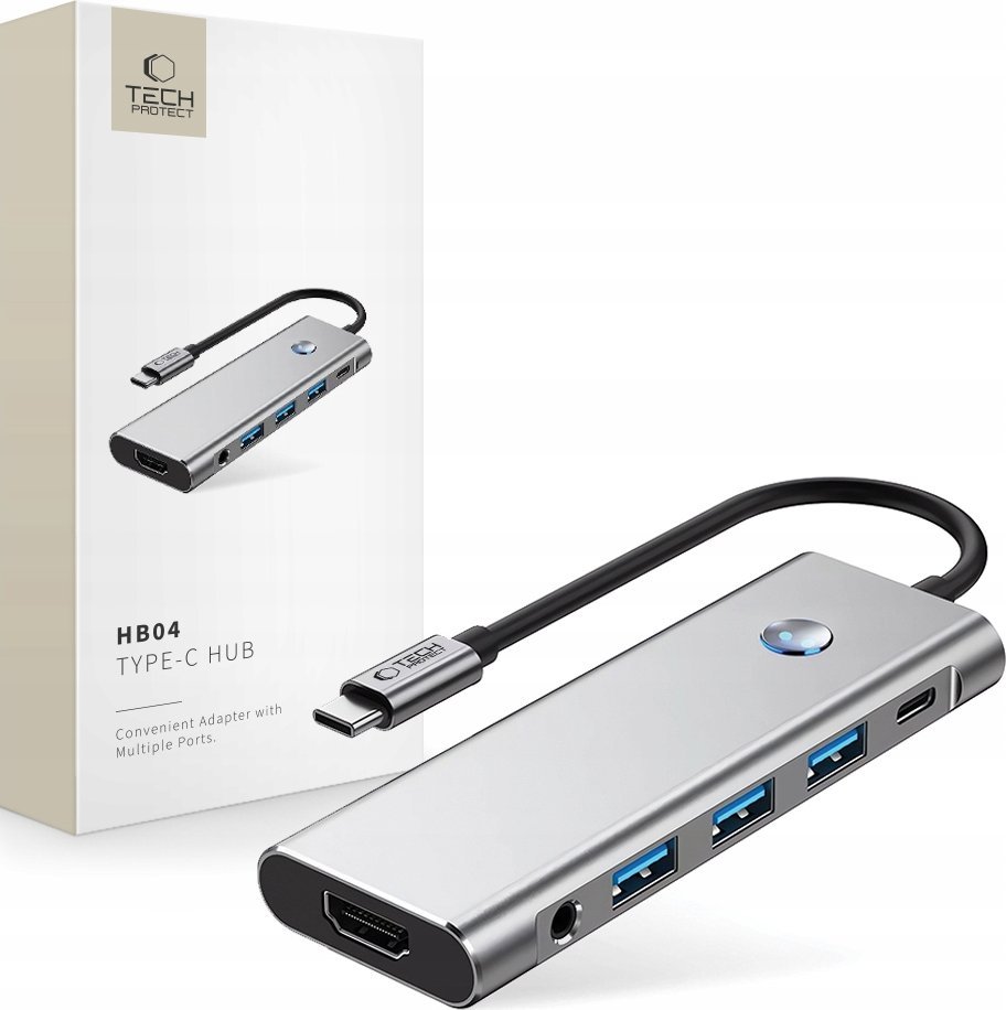HUB USB Tech-Protect HB04 1x SD 2x USB-C 1x HDMI  + 3x USB-A 2.0 3.0 3.2 Gen2 (5906302360536) 1