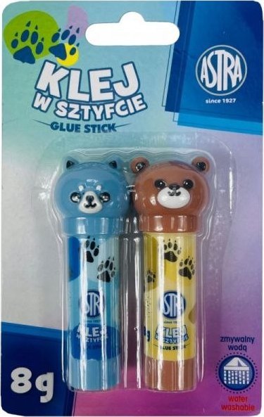 Klej w sztyfcie Astra Zwierzatka ,8g - 2 sztuki blister, PVA ASPROM 1