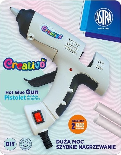 Pistolet do kleju na gorąco 40W ASTRA Creativo w zestawie 2 kleje 1