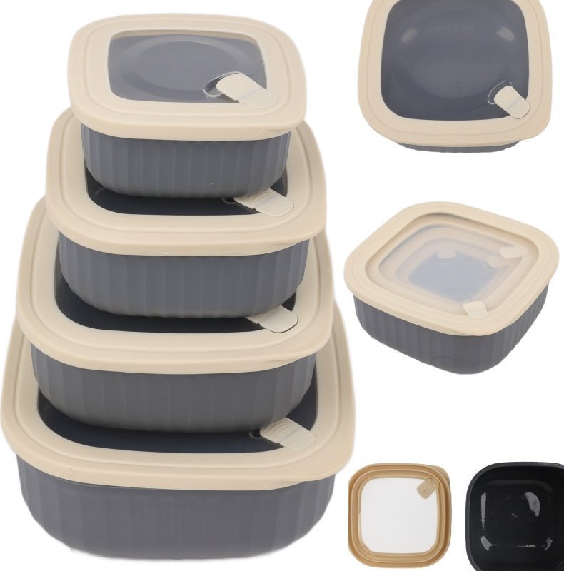 Pojemniki kwadratowe lunchbox MG Home Misto zestaw 4 sztuk hermetyczne 2500/1500/960/520 ml szare 1