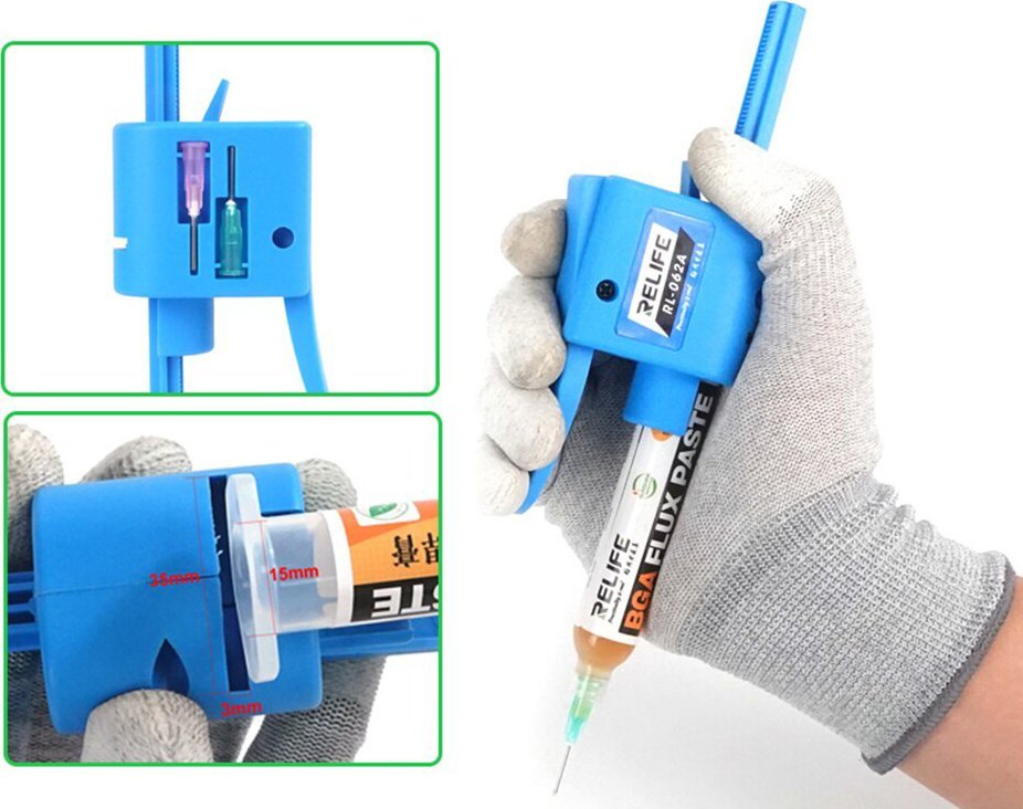 Pistolet Wyciskacz do Topnika Kleju Fluxu Sol + 2 Igły Techrebal 1