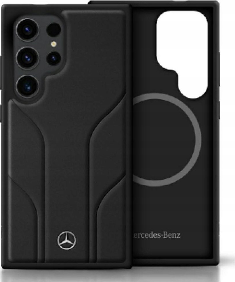 Mercedes Leather Debossed Lines MagSafe Case for Samsung Galaxy S25 Ultra Black 1