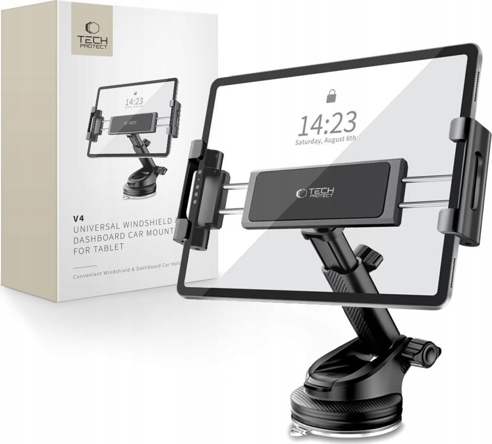 TECH-PROTECT V4 UNIVERSAL WINDSHIELD & DASHBOARD CAR MOUNT FOR TABLET BLACK 1